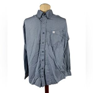 Men's Cinch Blue Geometric Design Button Up Dress Long Sleeve Size Small